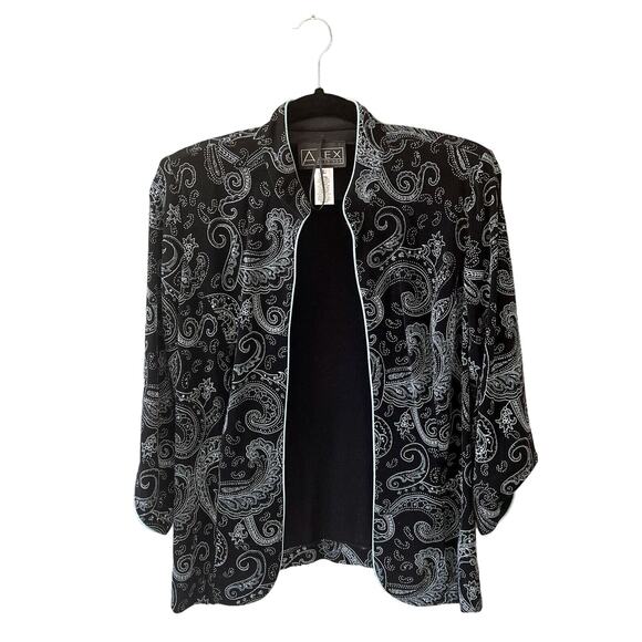 Alex Evenings Jackets & Blazers - ALEX EVENINGS Women's Sparkly/Metallic Black and Light Blue Jacket USA made L